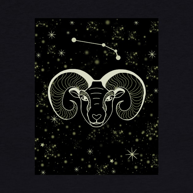 Aries Ram and aries constellation by galaxieartshop